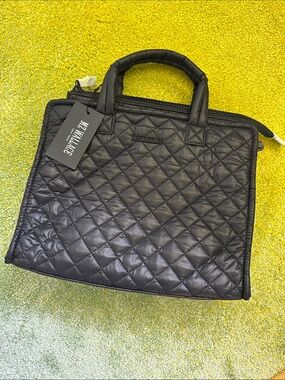NWT MZ WALLACE Medium Metro Box Tote Quilted Nylon Crossbody ~ Black